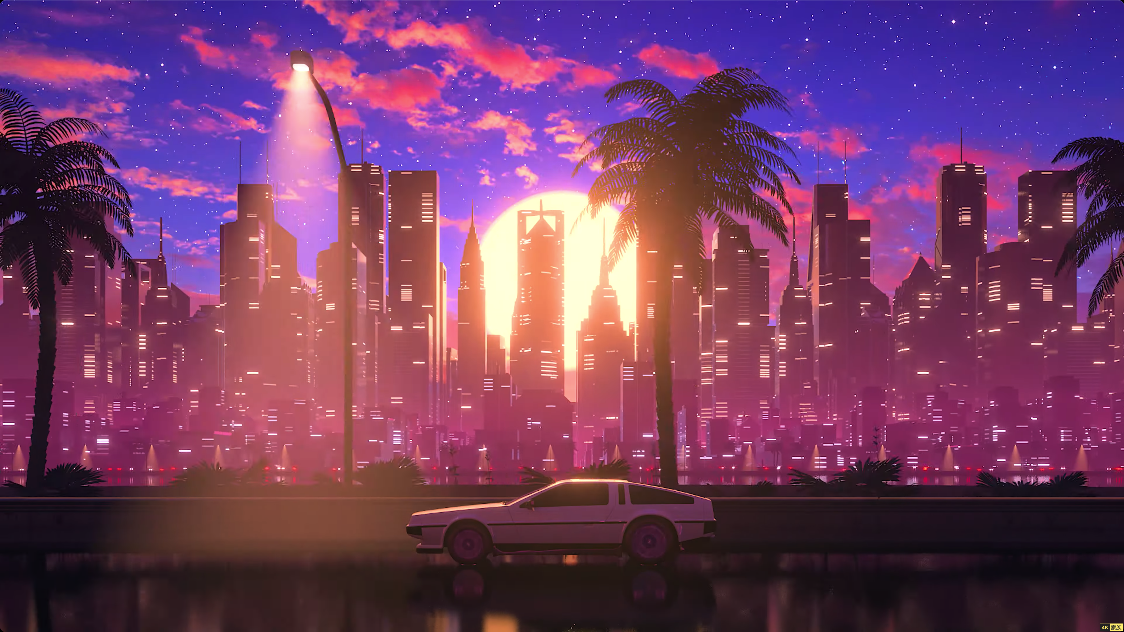 完美桌面壁纸 Synthwave夜行 第1张
