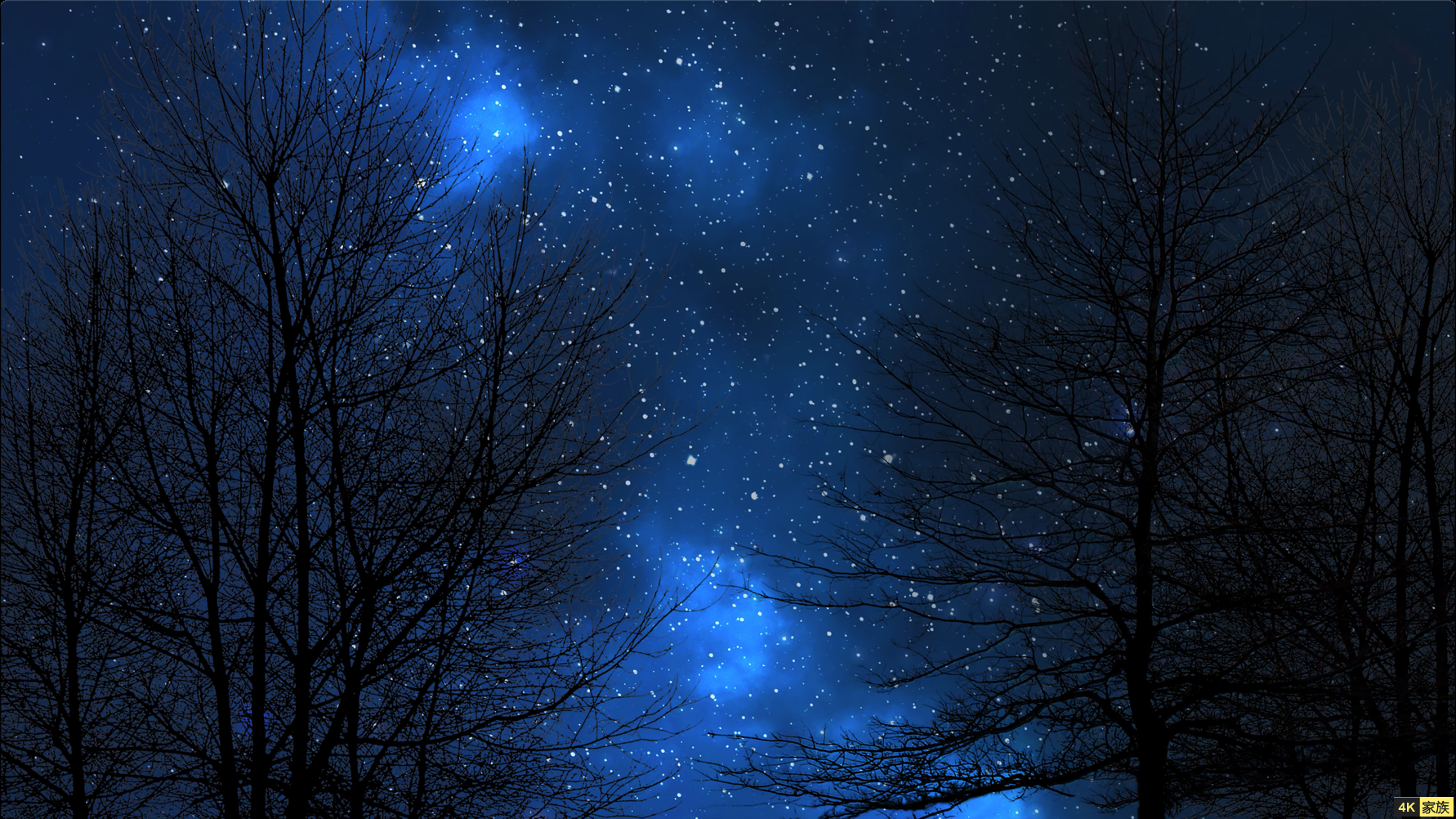 童话般的夜空 蓝色星云 4K梦境 现场墙纸 第1张