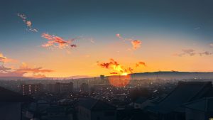 天空 夕阳 插画风景4k动漫壁纸3840x2160_彼岸图网