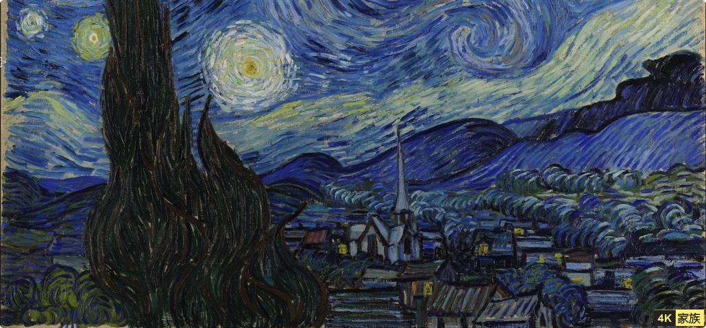 星月夜 （荷兰画家梵高创作油画）18K画质 超高像素 第1张